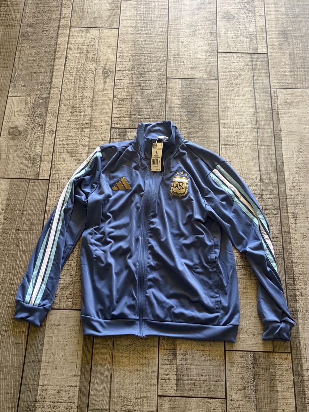 adidas Argentina AFA Soccer Track Jacket DNA Full Zip Blue Mens Size Large